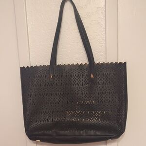 Elegant Black Laser-Cut Tote Bag